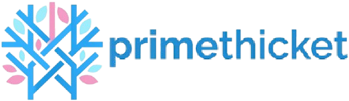 Prime Thicket logo: a blue branching thicket mark with rose and pale blue leaves beside the primethicket wordmark
